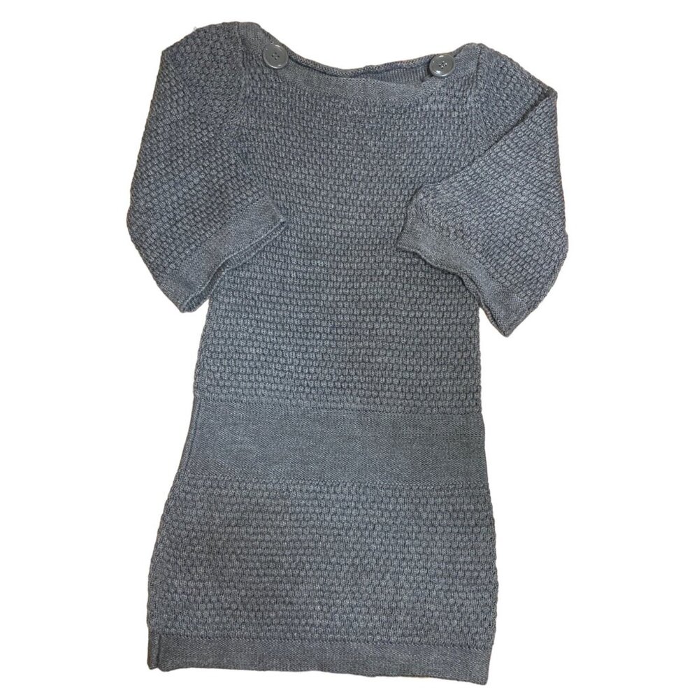 Admit One Womens Grey Knit Sweater Dress With Button Detail Size L 100% Acrylic